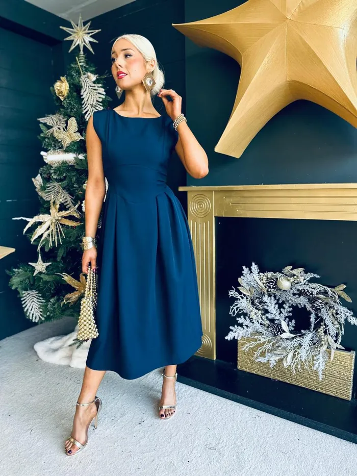 Women Maxi Canella Lane Florence Detailed Occasion Dress Navy