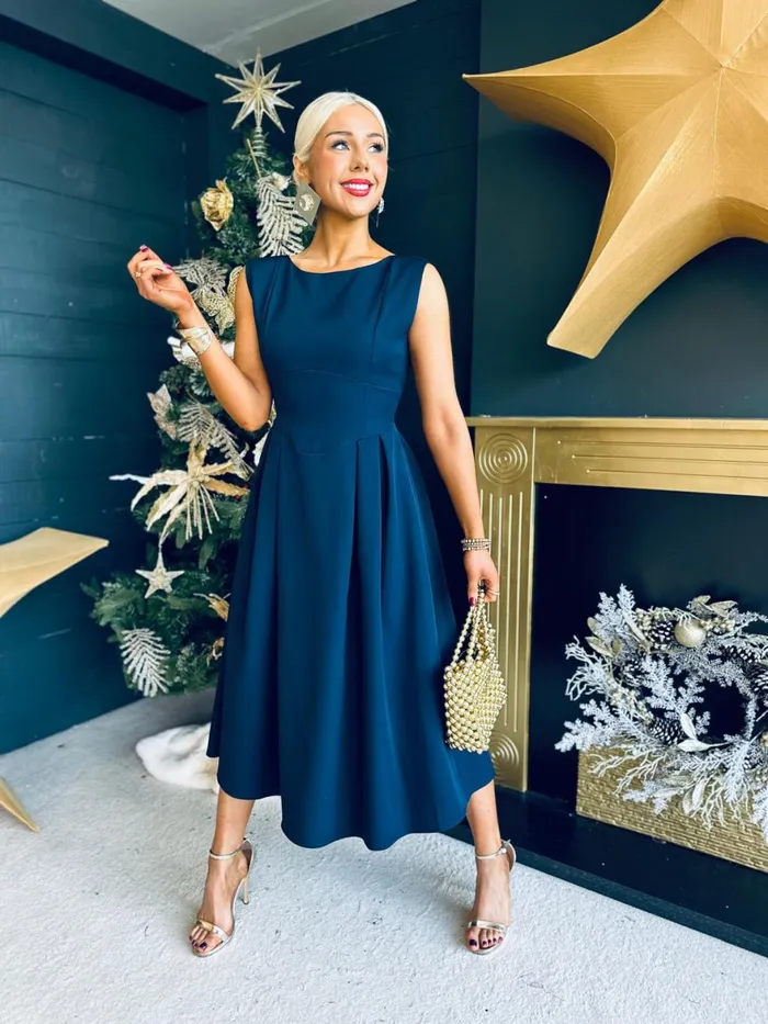 Women Maxi Canella Lane Florence Detailed Occasion Dress Navy