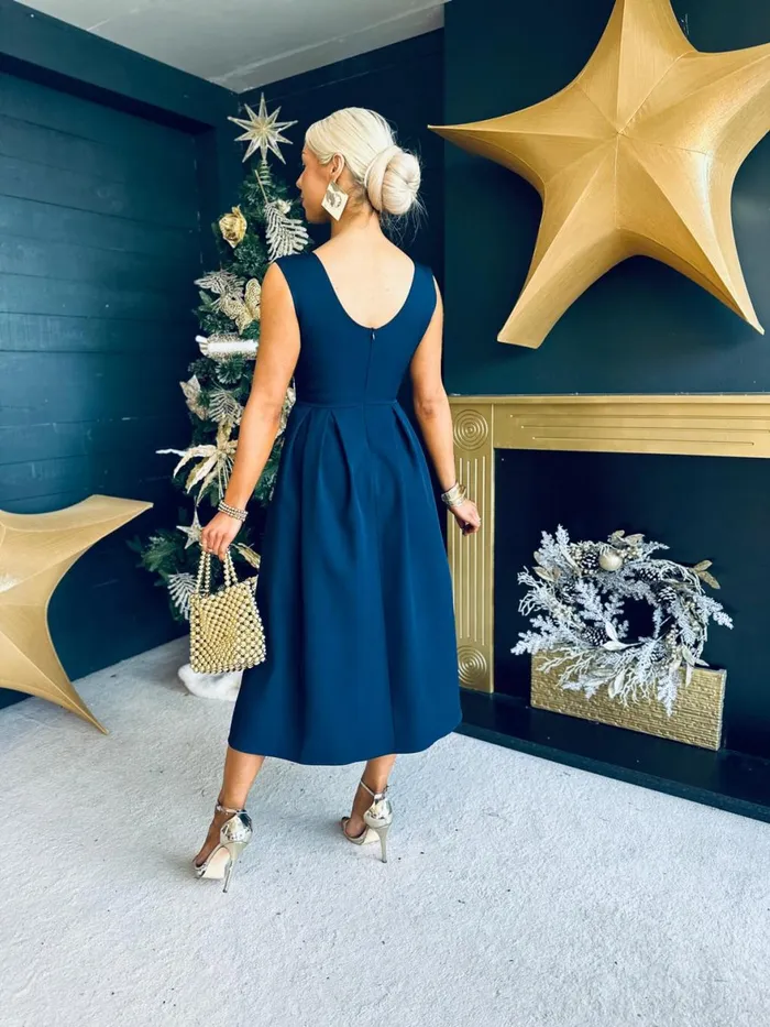 Women Maxi Canella Lane Florence Detailed Occasion Dress Navy