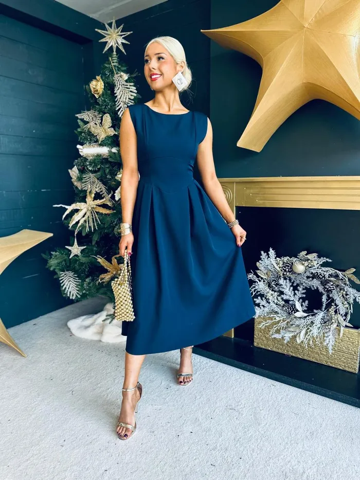 Women Maxi Canella Lane Florence Detailed Occasion Dress Navy