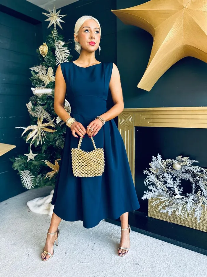 Women Maxi Canella Lane Florence Detailed Occasion Dress Navy