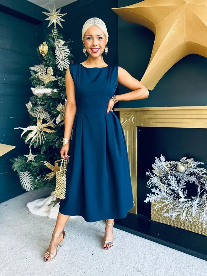 Women Maxi Canella Lane Florence Detailed Occasion Dress Navy