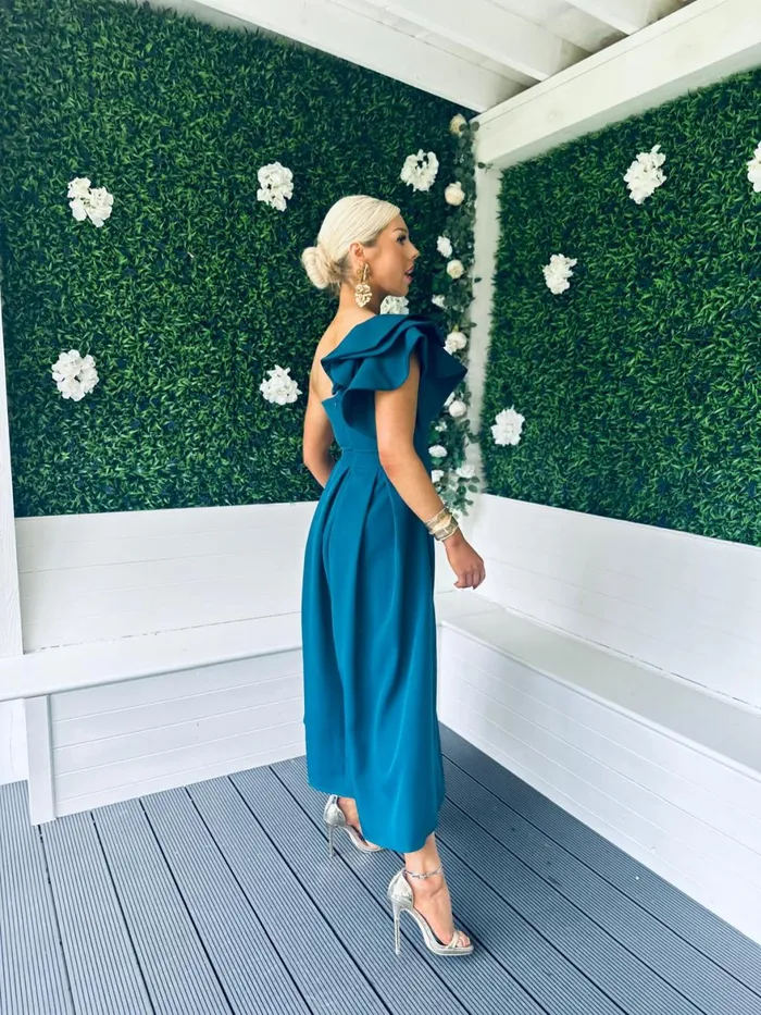 Women Maxi Canella Lane Trudy Detailed Occasion Dress Teal
