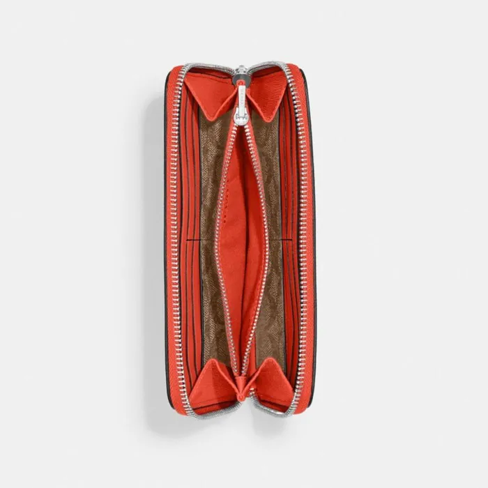 WomenMen Accordion Wallet With Signature Canvas Interior Sun Orange Coach Large Wallets WomenMen Accordion Wallet With Signature Canvas Interior Sun Orange Coach Large Wallets