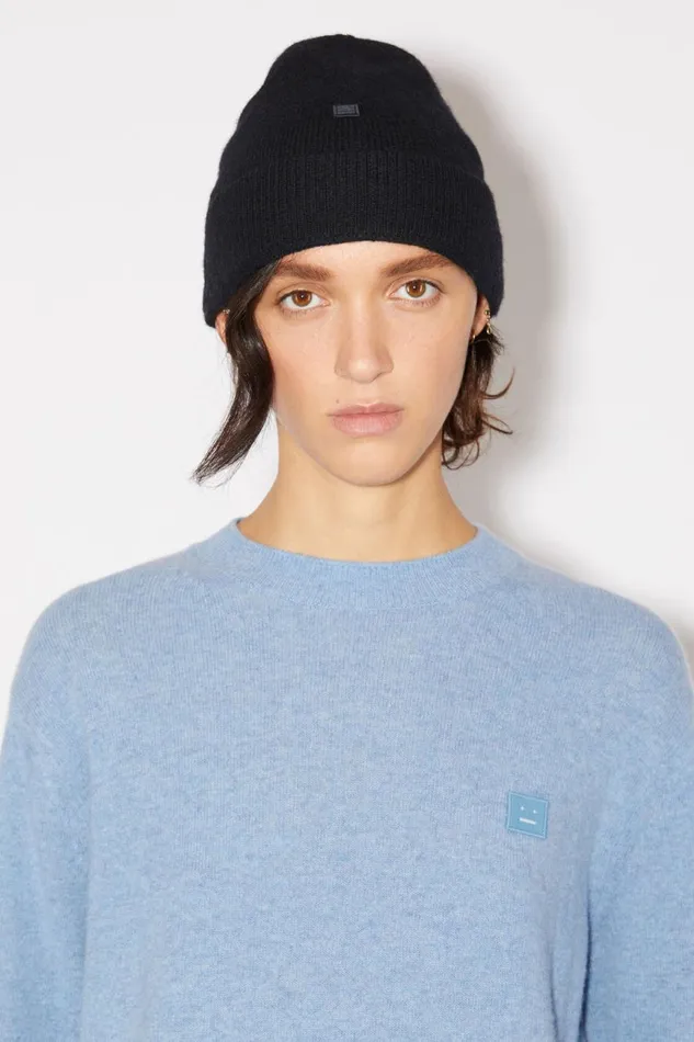 Women Micro Face Patch Beanie Black Acne Studios Hats