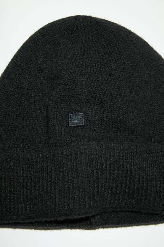 Women Micro Face Patch Beanie Black Acne Studios Hats