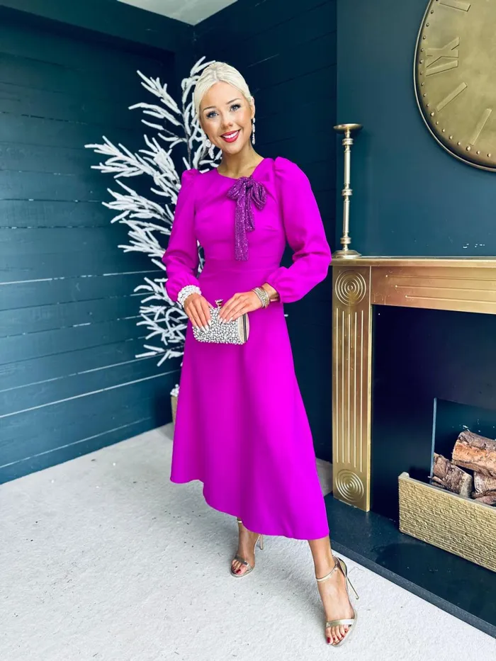 Women Midi Canella Lane Courtney Sequin Detail Occasion Dress Orchid