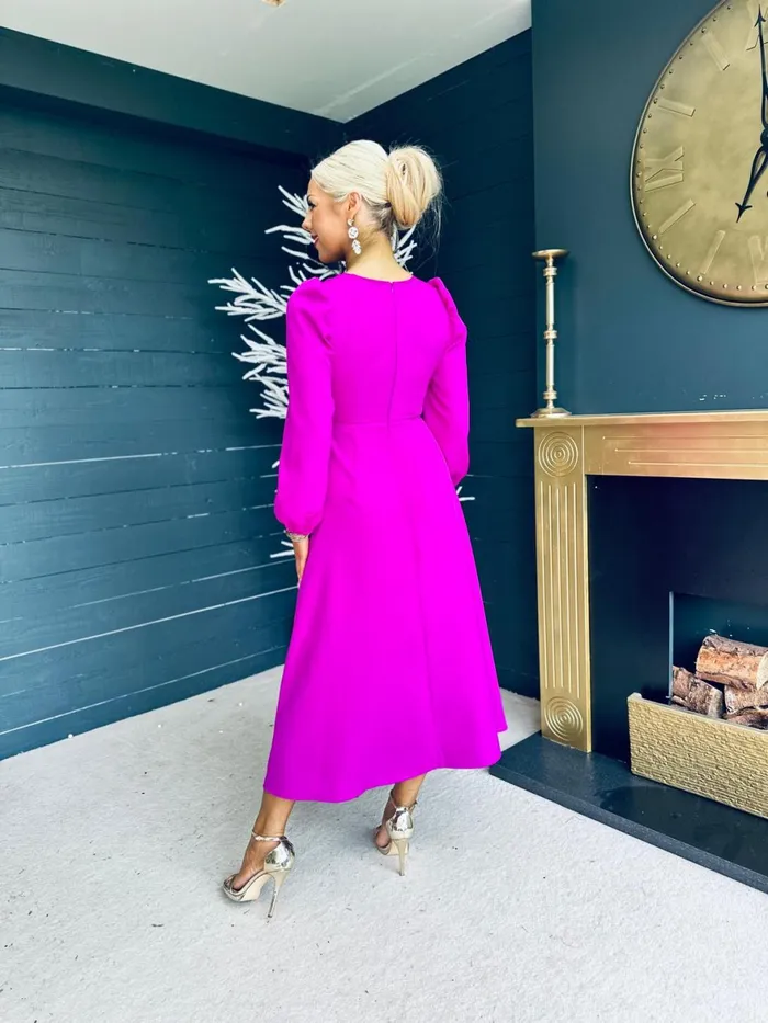 Women Midi Canella Lane Courtney Sequin Detail Occasion Dress Orchid