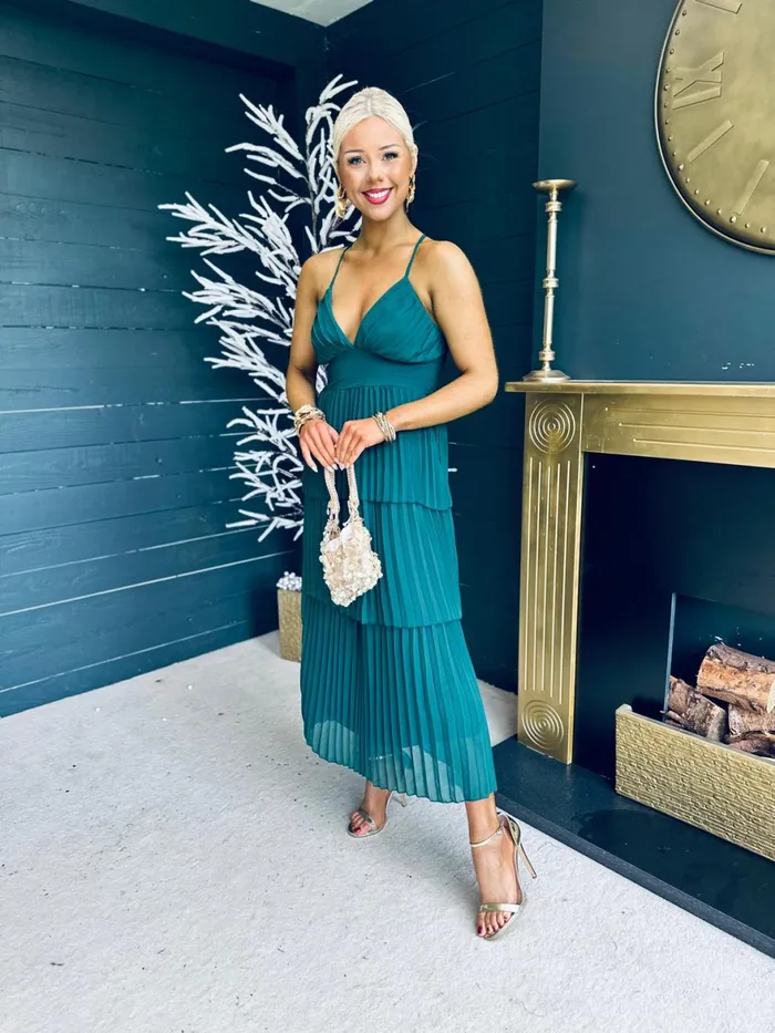 Women Midi Canella Lane Fiadh Layered Midi Dress Forest