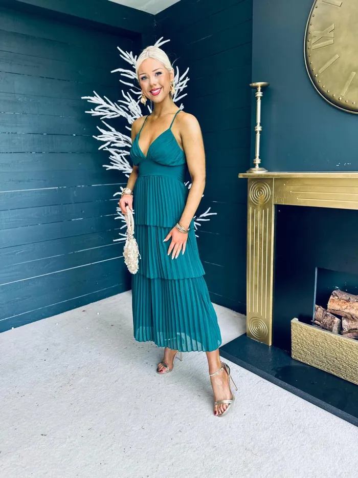 Women Midi Canella Lane Fiadh Layered Midi Dress Forest
