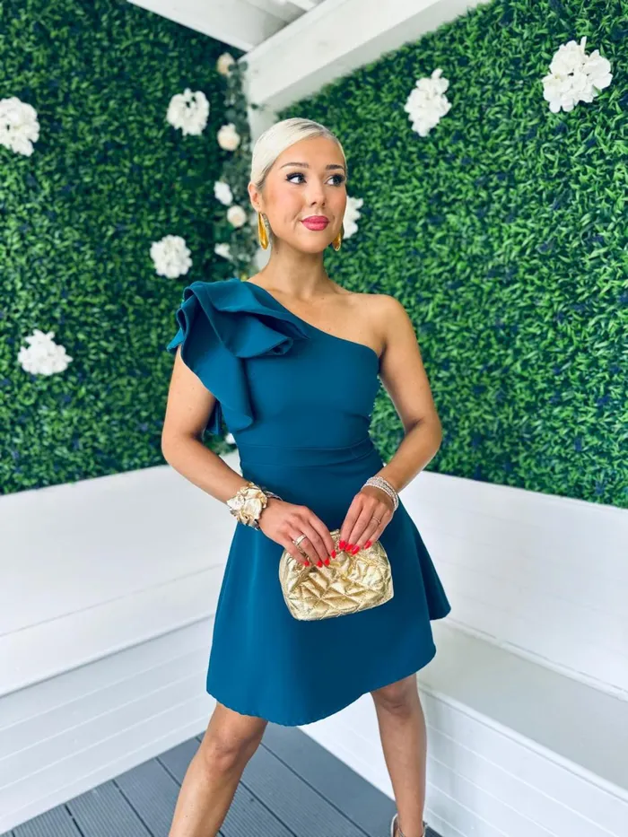 Women Mini Canella Lane Penelope Occasion Mini Dress Teal