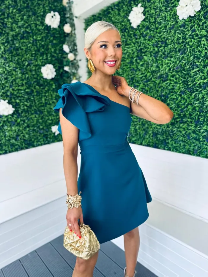 Women Mini Canella Lane Penelope Occasion Mini Dress Teal