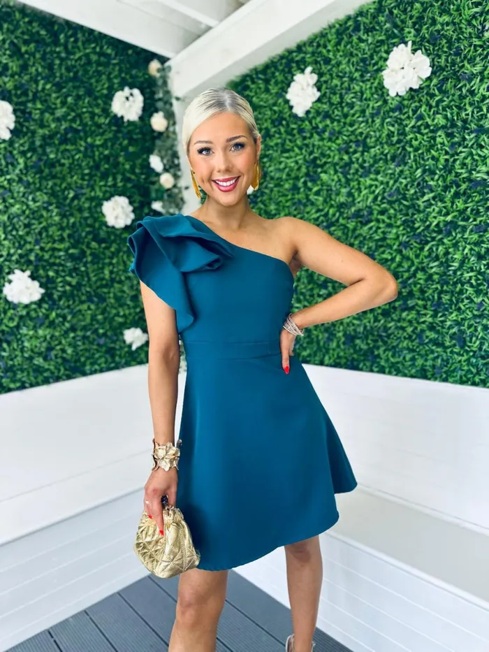 Women Mini Canella Lane Penelope Occasion Mini Dress Teal