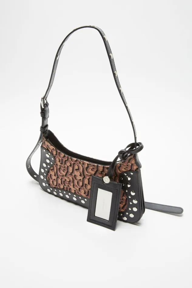 Women Monogram Platt Mini Shoulder Bag Pinkblack Acne Studios Bags