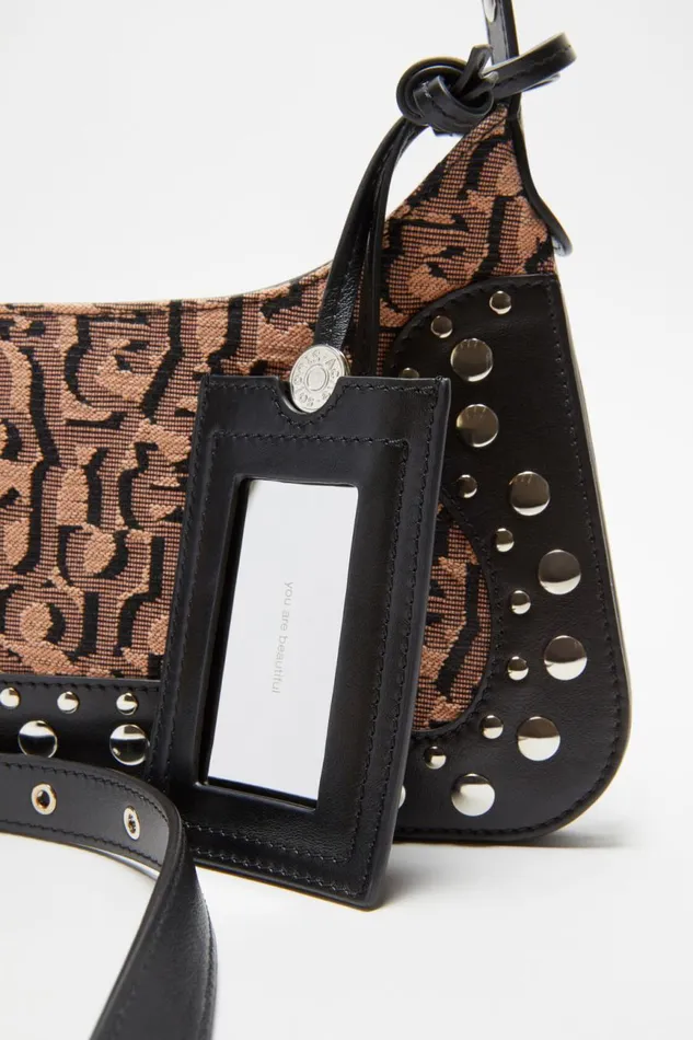 Women Monogram Platt Mini Shoulder Bag Pinkblack Acne Studios Bags