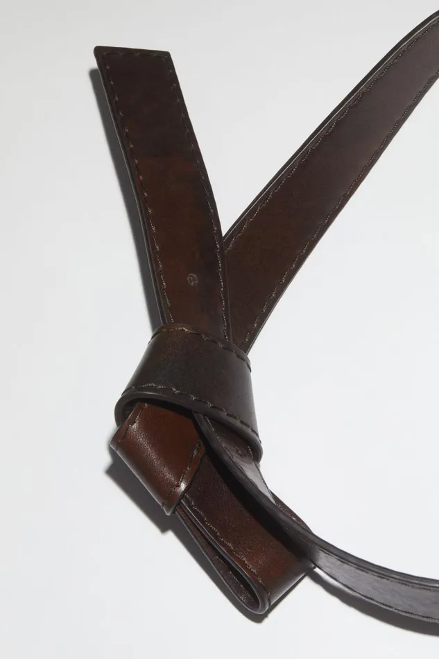Women Musubi Leather Belt Dark Brown Acne Studios Belts