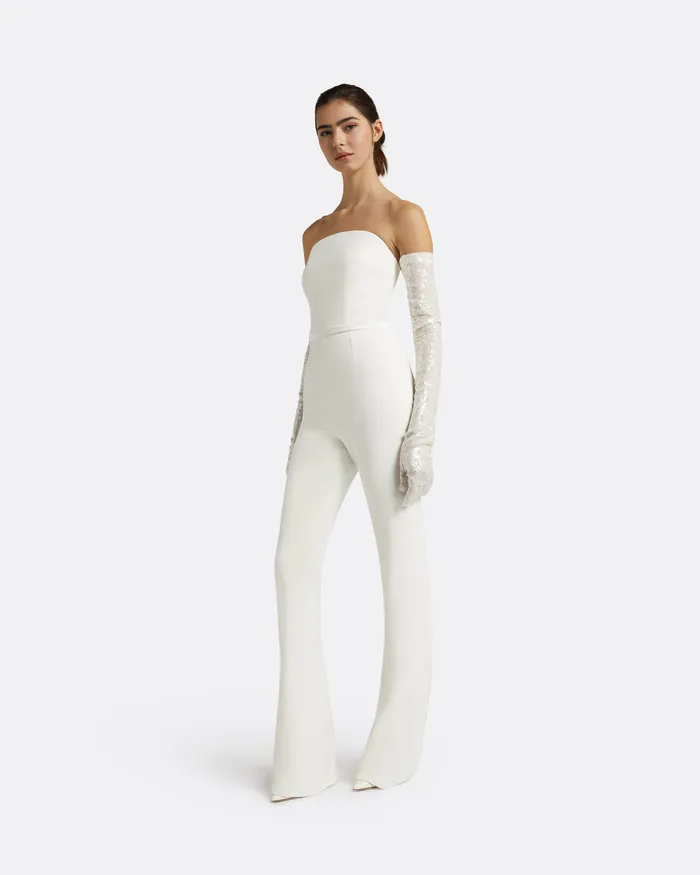 Women Myrine Ivory Jumpsuit Ivory Bridal Safiyaa