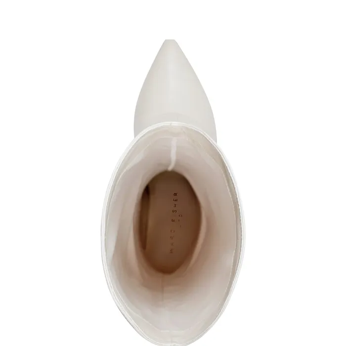 Women Nairine Foldover Dress Boot White Leather Boots and Booties Marc Fisher