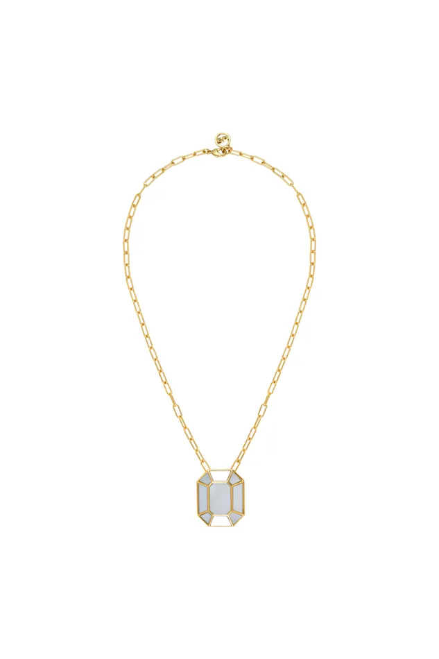 Women Necklace Prism Mirror Gold Yellow Sonia Rykiel Necklaces
