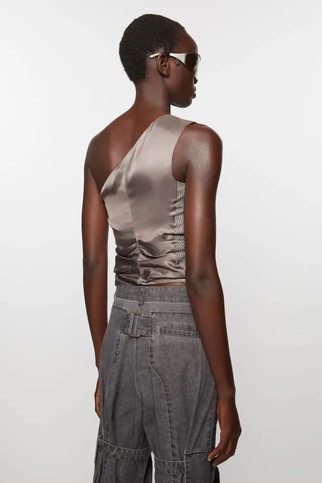 Women Off Shoulder Waistcoat Top Grey Melange Acne Studios Shirts and Blouses