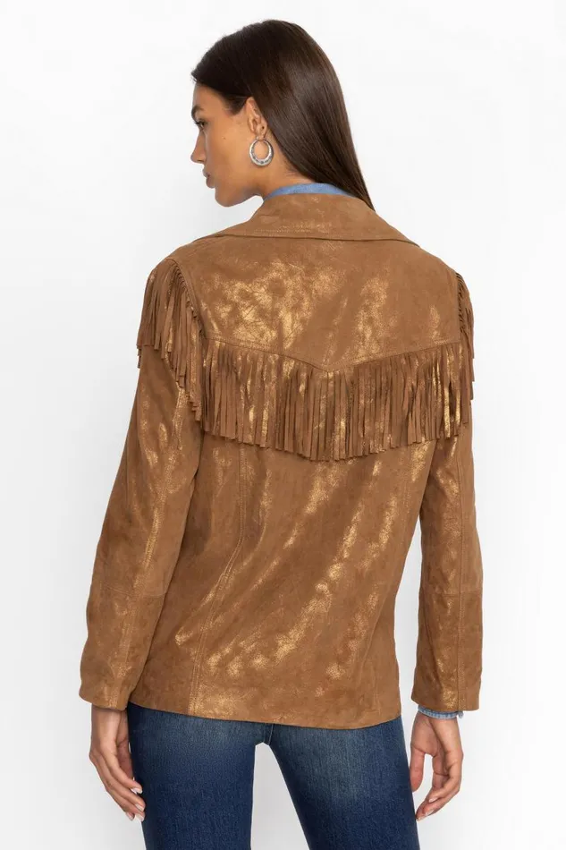Women Outerwear Johnny Was GOLD SHIMMER ITALIAN SUEDE FRINGE JACKET Gold Women Outerwear Johnny Was GOLD SHIMMER ITALIAN SUEDE FRINGE JACKET Gold