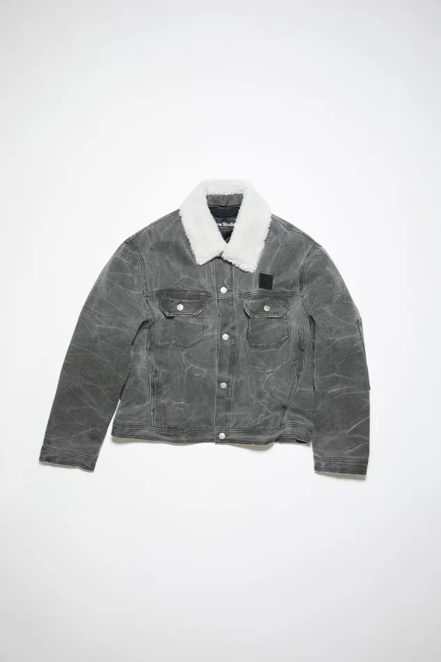 Women Padded Denim Jacket Carbon Grey Acne Studios Outerwear