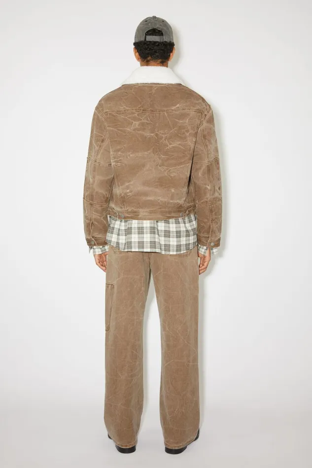 Women Padded Denim Jacket Toffee Brown Acne Studios Outerwear