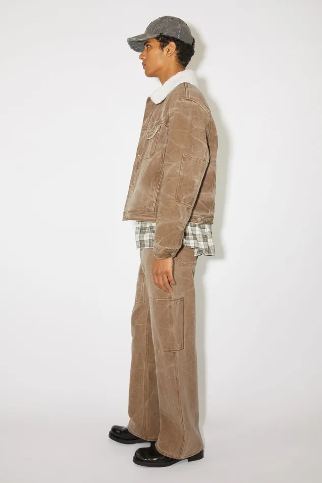 Women Padded Denim Jacket Toffee Brown Acne Studios Outerwear