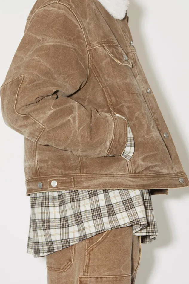 Women Padded Denim Jacket Toffee Brown Acne Studios Outerwear