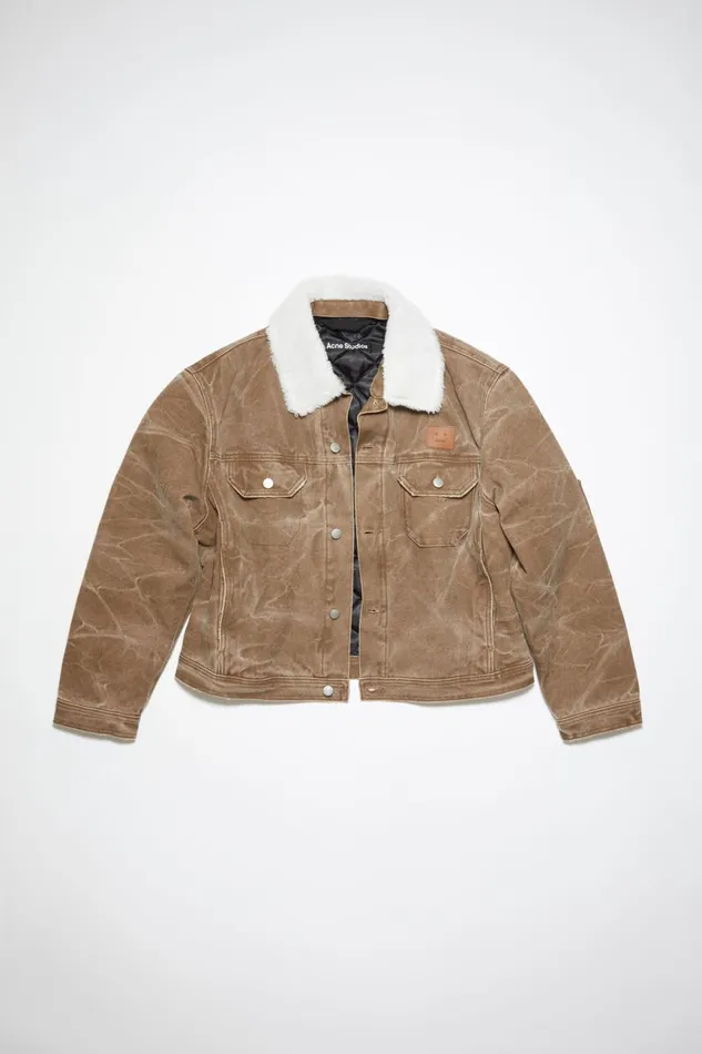 Women Padded Denim Jacket Toffee Brown Acne Studios Outerwear