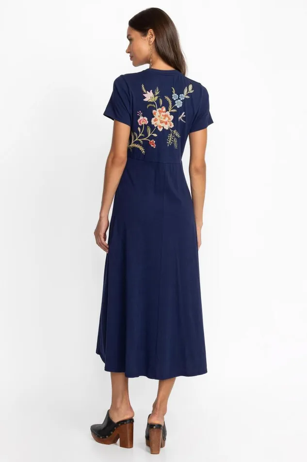 Women Petites Johnny Was CREW NECK SWING DRESS Blue Night