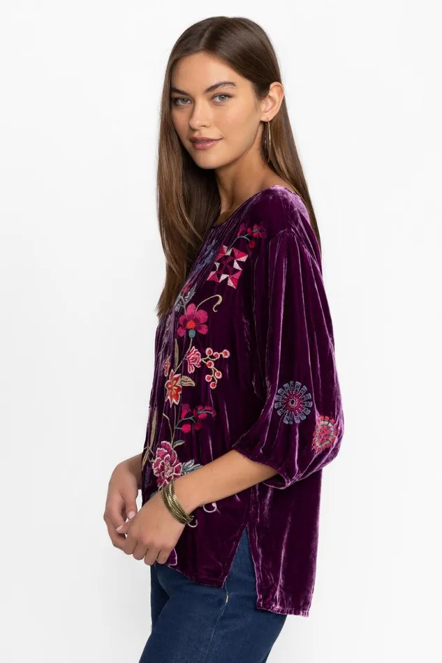 Women Petites Johnny Was VELVET BOATNECK BLOUSE Sugar Plum Women Petites Johnny Was VELVET BOATNECK BLOUSE Sugar Plum