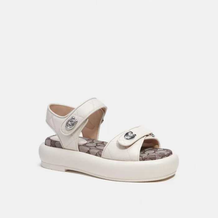 Women Peyton Sandal With Signature Jacquard Chalk Coach Sandals