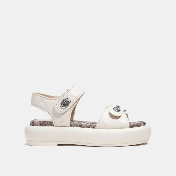 Women Peyton Sandal With Signature Jacquard Chalk Coach Sandals
