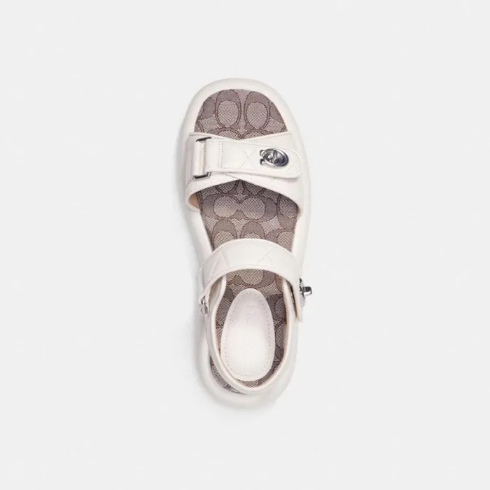 Women Peyton Sandal With Signature Jacquard Chalk Coach Sandals