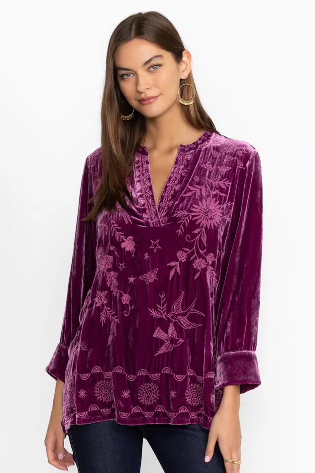 Women Plus Size Johnny Was HENLEY VOYAGER TUNIC Sugar Plum