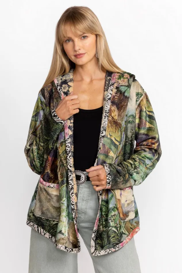 Women Plus Size Johnny Was JOAN SHERPA JACKET Rawi Scarf Print
