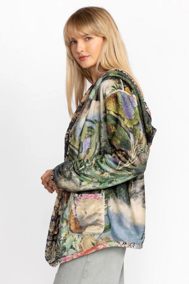 Women Plus Size Johnny Was JOAN SHERPA JACKET Rawi Scarf Print