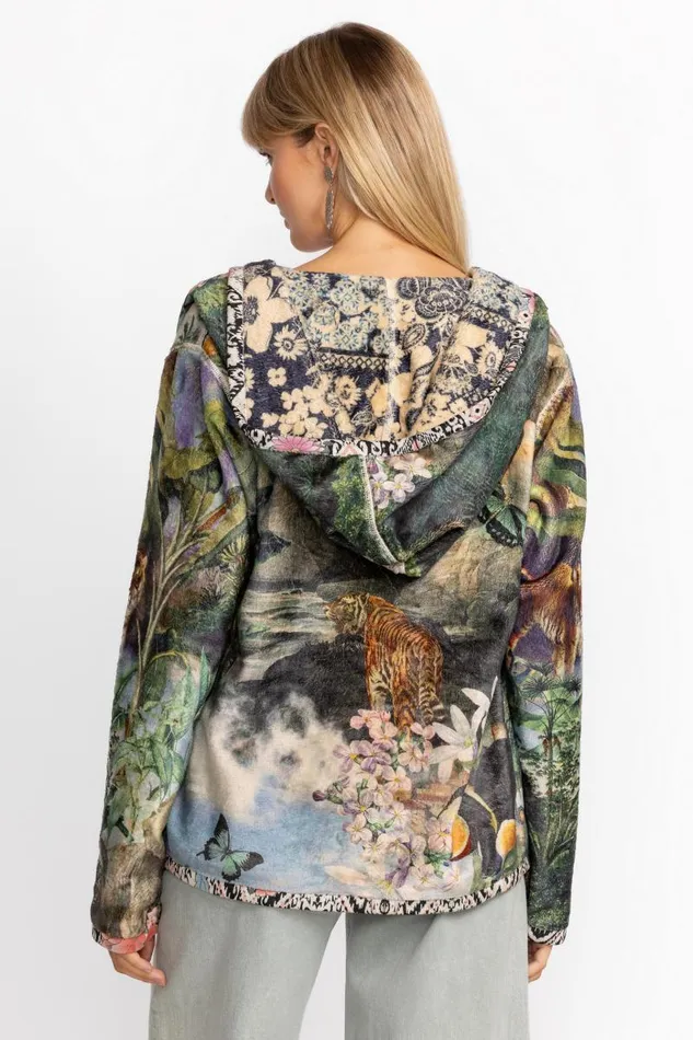 Women Plus Size Johnny Was JOAN SHERPA JACKET Rawi Scarf Print