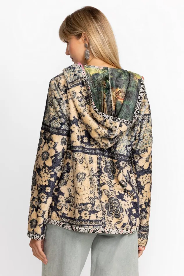 Women Plus Size Johnny Was JOAN SHERPA JACKET Rawi Scarf Print