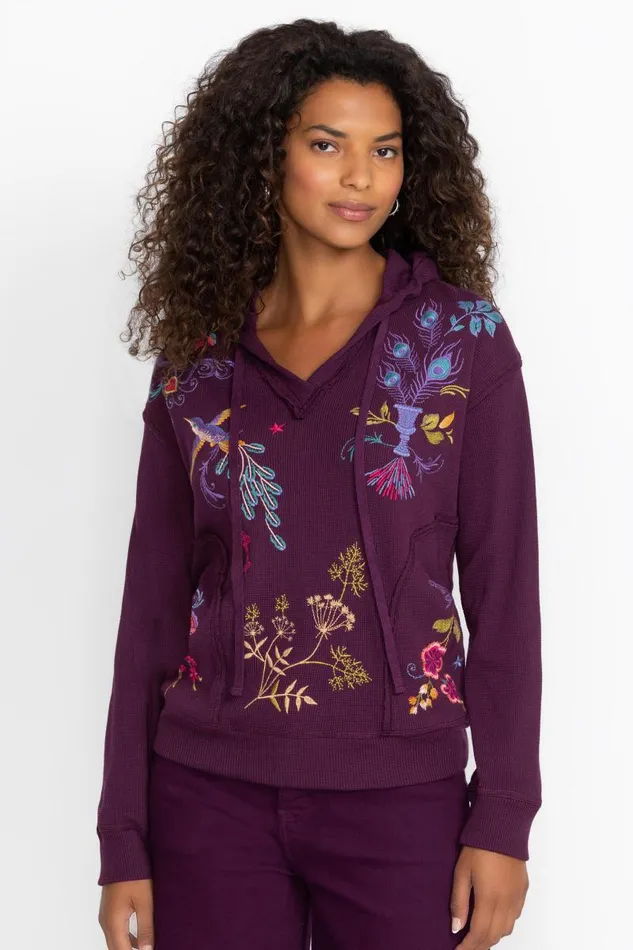 Women Plus Size Johnny Was RELAXED THERMAL HOODIE Plum