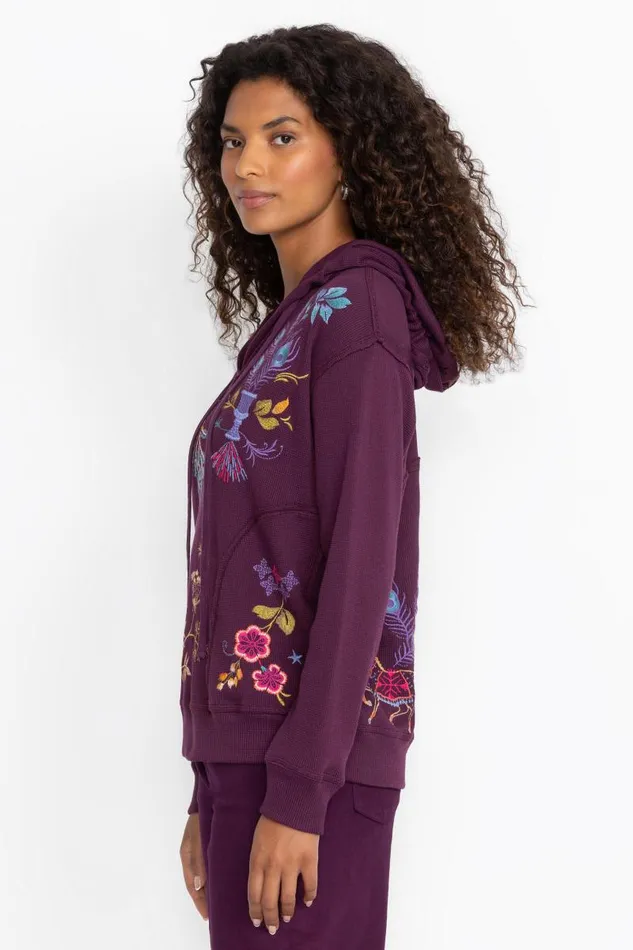 Women Plus Size Johnny Was RELAXED THERMAL HOODIE Plum Women Plus Size Johnny Was RELAXED THERMAL HOODIE Plum