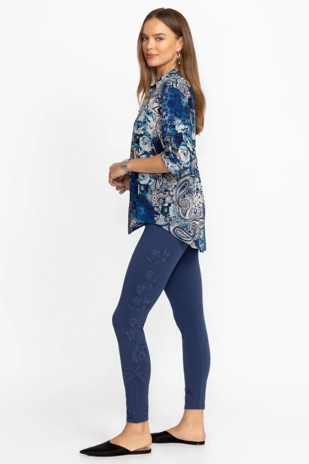 Women Plus Size Johnny Was TONAL LEGGING Navy