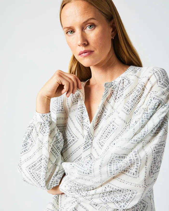 Women Poet Blouse Whiteblue Billy Reid Tops