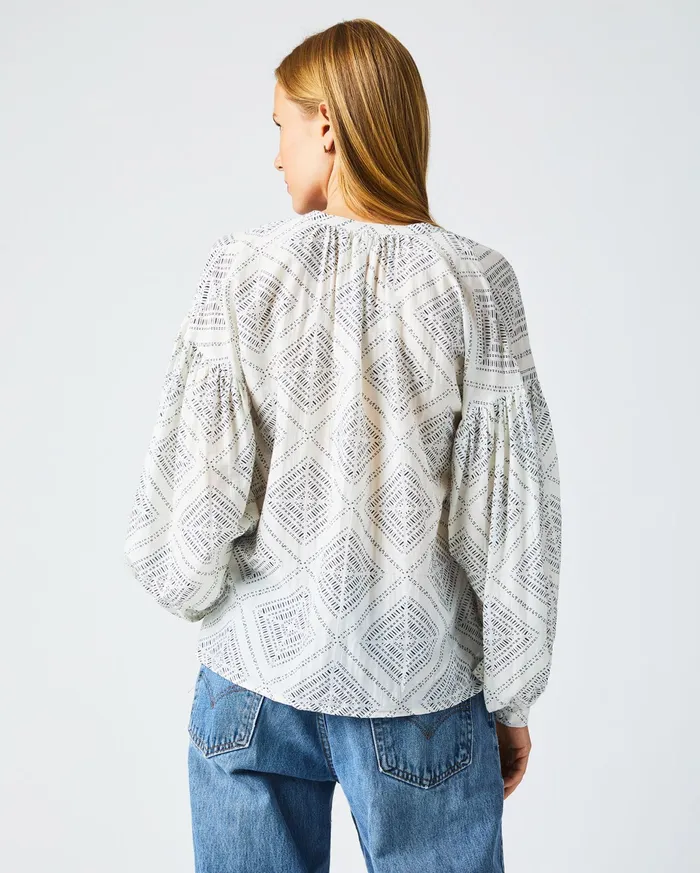 Women Poet Blouse Whiteblue Billy Reid Tops