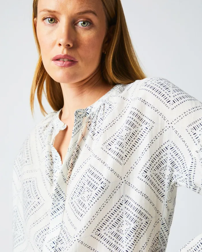 Women Poet Blouse Whiteblue Billy Reid Tops
