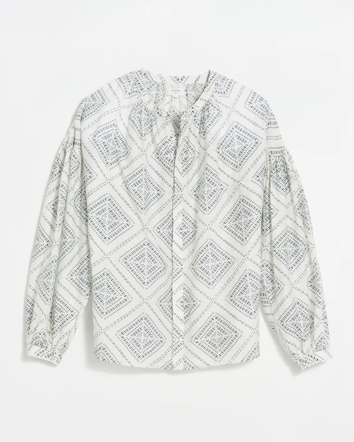 Women Poet Blouse Whiteblue Billy Reid Tops
