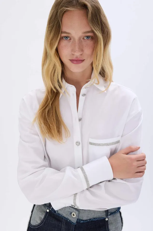 Women Poplin Shirt White White Sonia Rykiel Shirts
