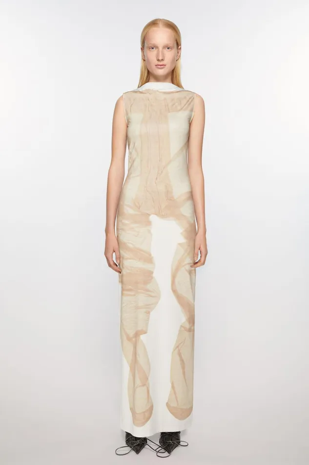 Women Print Long Dress Whitebeige Acne Studios Dresses