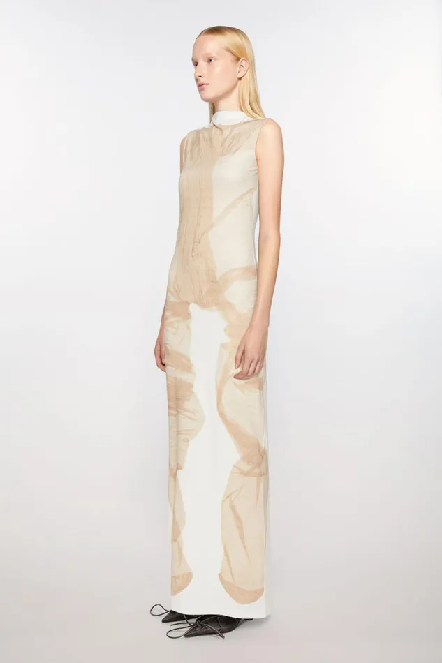 Women Print Long Dress Whitebeige Acne Studios Dresses